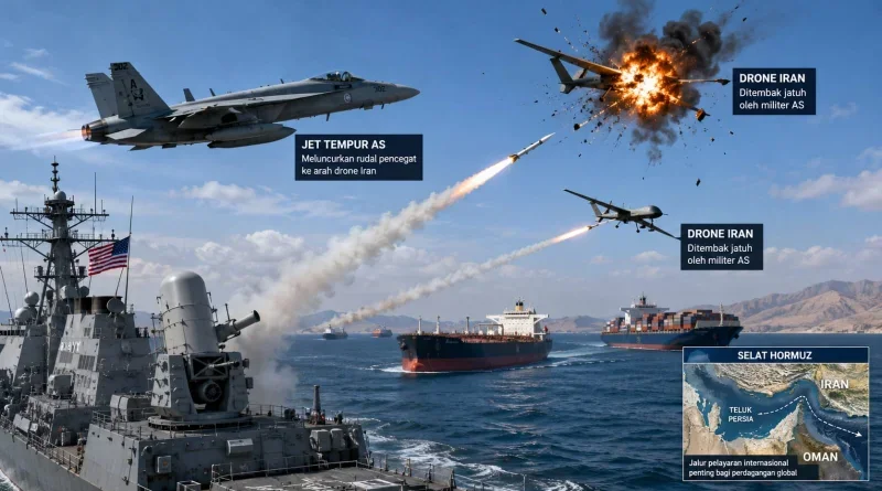 AS Tembak Drone Iran di Selat Hormuz
